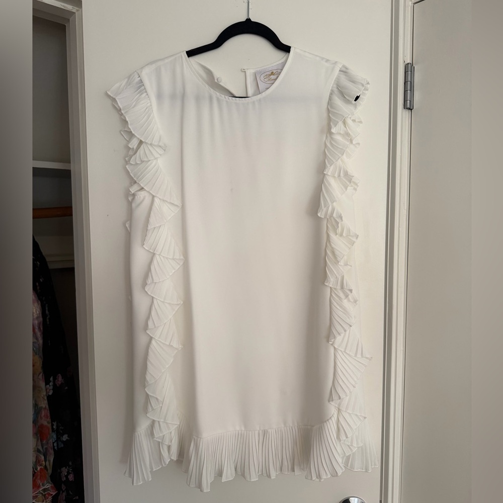 White Ruffle Sleeveless Dress